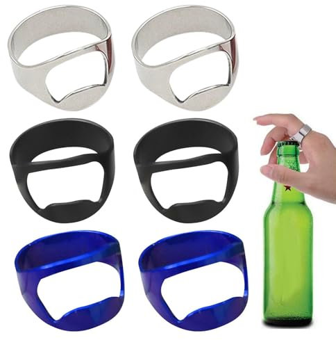 6 Anillos Abridores de Botellas de Acero Inoxidable, Anillos Abridores de Botellas de Cerveza