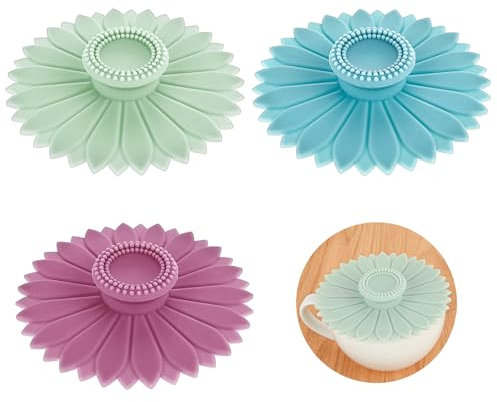 Sibba Cup Replacement Lids 3 PCS Round Silicone Cover For Food Storage Glass Containers Bowls Lids Drink Cups Coffee Water Glass Wine Tea to Keep Set Cookware Bakeware Lids Kitchen Dining