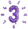 Purple 40 Number Balloons,Large Helium Number 3 Balloons Birthday,Self Inflating Number Balloons,Foil Balloon for Birthday Party,New Year Decoration,Anniversary Decoration,Company Celebration