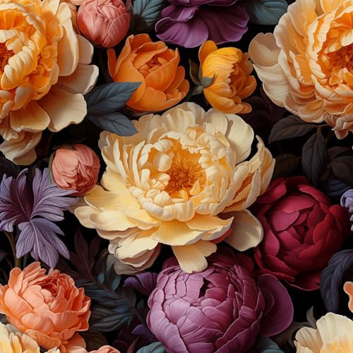 Selbstklebende Tapete Wandpapier Blumen Pflanzen Design, Grün, Vintage Deko Klebefolie für Möbel, Wände, Wohn, Schlafzimmer, Wasserdicht Florale Tapete Möbelaufkleber Dekorfolie 40x300cm