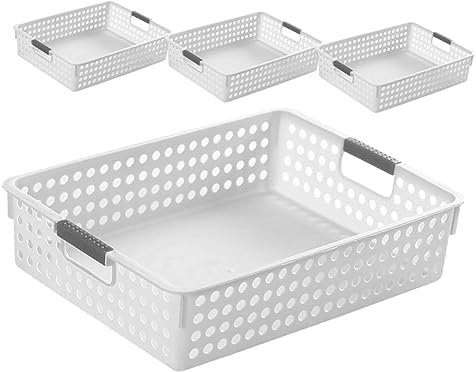 Aufbewahrungsbox Weiß Stapelbare Schreibtisch Organizer 4 Stück