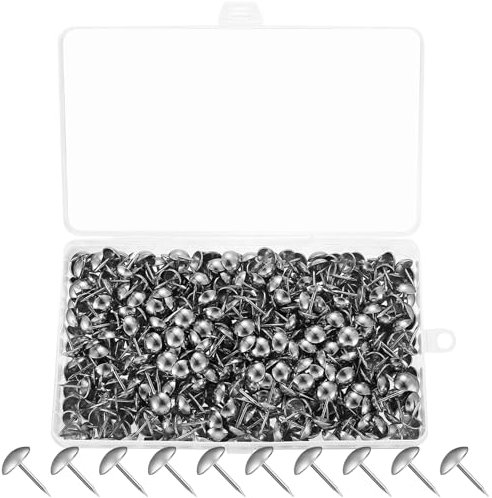 Tenbrachian 580 Pcs Upholstery Tacks, Antique Upholstery Pins, Silver Upholstery Nails Pins, Vintage Decorative Thumb Tacks, Round Head Furniture Tacks Pins, Thumbtacks Push Pins for Wood Sofa(Silver)