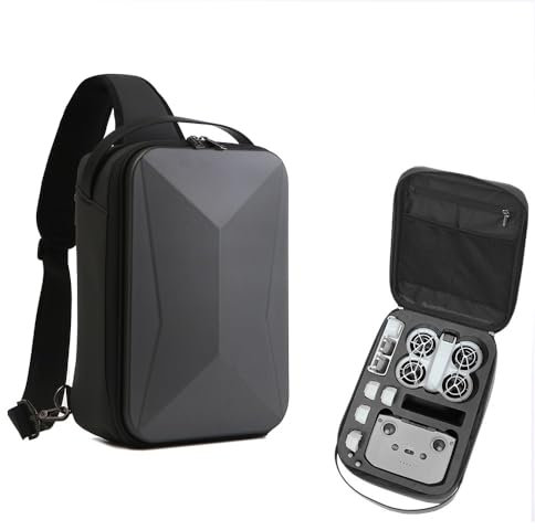 Koffer-Rucksack für DJI NEO,Hartschalen-Transporttasche für FPV-Kombi-Drohne/Fernsteuerung/Akkus/Propeller und Zubehör (Dunkelgrau)
