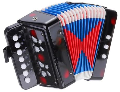 sourcing map Accordion 10 Keys Button Accordion Mini Musical Instrument Gifts for Adults Beginners Educational, Black