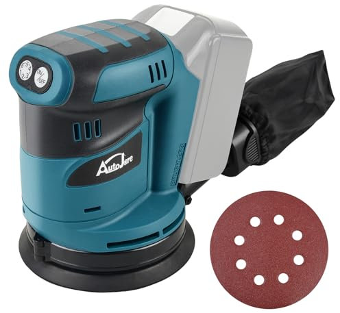 AUTOJARE Exzenterschleifer Kompatibel mit Makita 18V Akku 6 Leistungsstufe Bürstenloser Schwingschleifer 125MM Exenterschleifmaschine zum Schleifen, Polieren, Oberflächen glätten (ohne Akku)