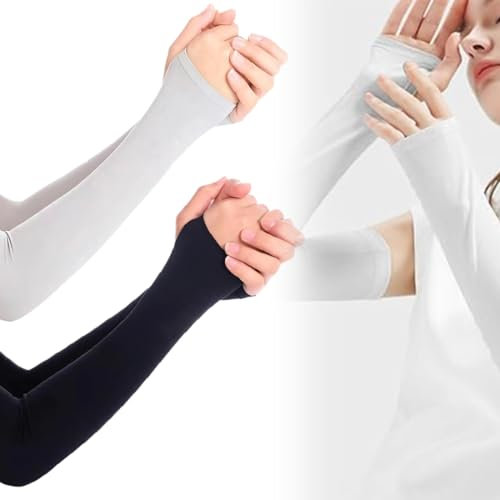 VONJUMA 2 Par Mangas Para Brazos Manguitos De Voleibol De Mujer Anti Uv Protección Manga Tenis Manga Sin Strain Manga Brazo Manguitos Voleibol Niña Manguitos Running Bicicleta Hombre Negro Gris