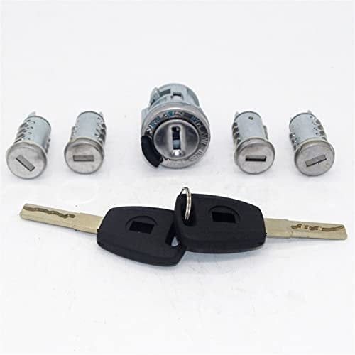 Pizgear 5 pezzi set completo serratura bagagliaio porta accensione con chiavi a lama SIP22 cilindro cilindrico, for Fiat, Doblo Cargo Punto Panda 2001-2016 Cilindro serratura portiera veicolo