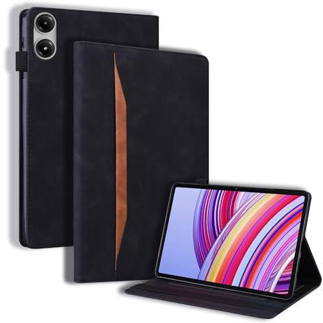 Mldjomid Tablet Custodia Compatibile con Xiaomi Redmi Pad Pro/Pad Pro 5G/ Xiaomi Poco Pad 12.1 2024 Custodia Protettiva Case in Pelle PU con Supporto e Slot per Scheda per Redmi Pad Pro 12.1, Nero