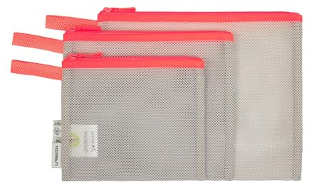 LÄSSIG Wickeltaschen Zubehör Set 3-teilig, Organisations Netztaschen für unterwegs/Mesh Bags Set neon orange