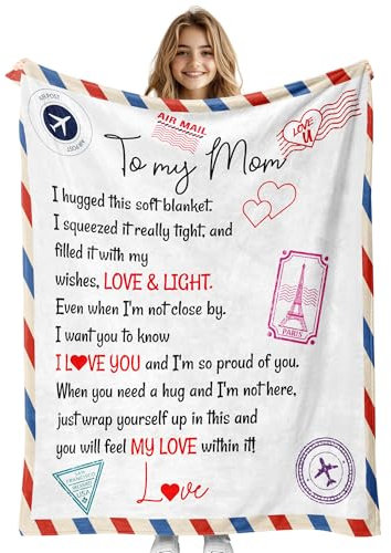 JML Mothers Day Blanket Gifts for Mom, 280GSM 4K-Print Soft Lightweight Plush Flannel Fleece Mom Throw Blanket for Mommy Birthday from Children Daughter Son 50x60, Style01