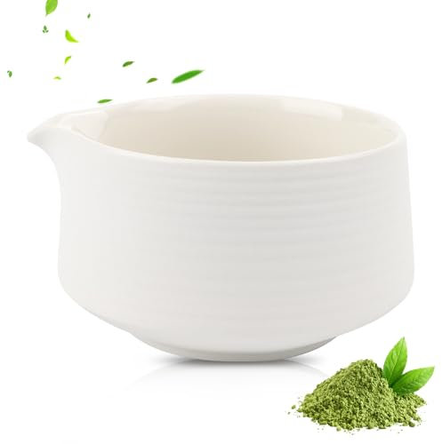 SUPRROW Matcha Schale Mit Ausgießer, Matcha Schüssel, Traditionelle Porzellan Matcha Tasse 560 Ml Für Teestoom Kitchen Anfänger Matcha Latte