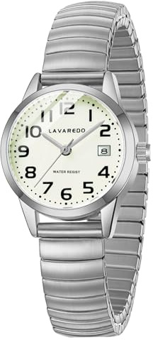 Timever Damen Armbanduhr Quarzuhr Analog mit Edelstahl Zugarmband,Datum,großen Ziffern Leicht ablesbares Zifferblatt,Geschenk für Frau und Freundin