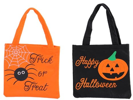 Subigkeiten Tasche, Tragetasche Kürbis, Süßigkeitenbeutel, Halloween Kürbistasche, Halloween Kürbis Candy Bag, Süßes oder Saures Taschen, für Party Decor,2 Stück