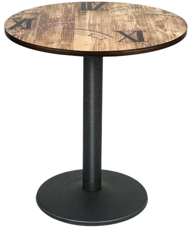 Belfoyer Runder Esstisch 60 cm Holzfarbe mit Zahlenmuster – Moderner Küchentisch Klein, Esszimmertisch Rund mit MDF-Platte & Metallbein, Für Wohnzimmer, Esszimmer & Balkon