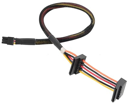 ELFJMZP Small 6Pin to Dual SATA 15Pin Power Cable für Dell Vostro (3650/3653/3655/3252/V3668/3268/3660/3250) & Inspiron Desktops, 18AWG Pure Copper, 37cm Länge, 6cm SATA-Abstand - SSD Erweiterung
