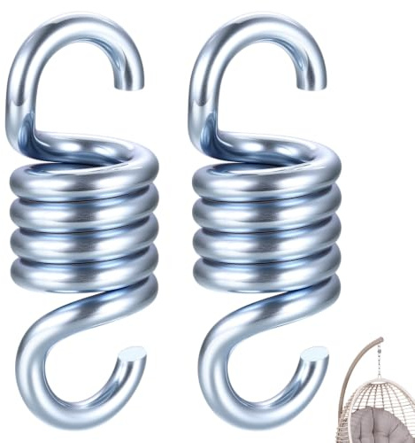 IYEREER 2 Stück 8mm Kohlenstoffstahl Zugfedern Haken 450kg Tragkraft | Hochbelastbare Federn für Sonnensegel, Hängematten, Schaukeln und Hängesessel