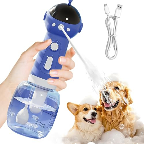Besreey Dog Shampoo Dispenser - Pet Bath Brush with Soap Dispenser - Compact Foamer Spray Bottles for Sink Shower Garden Home Bathroom Cat Grooming Salon Cleaning