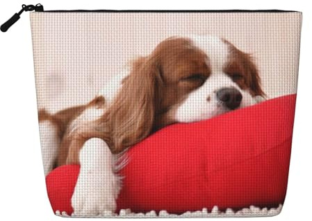 Modèle de Cavalier King Charles Spaniel,Trousse de Toilette de Voyage Portable, Imitation Lin, en Lin.