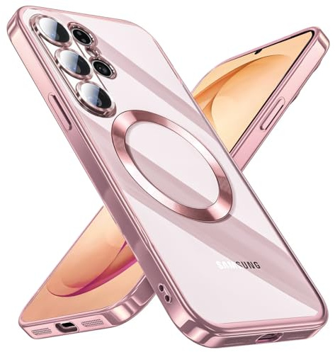 QiiStar für Samsung Galaxy S26 Ultra Hülle für MagSafe,Samsung S 26 Ultra 5G Handyhülle Mit Integrierter Kameraschutz TPU Weiche Silikon Schutzhülle [N52 Starke Magnete] - Pink Gold