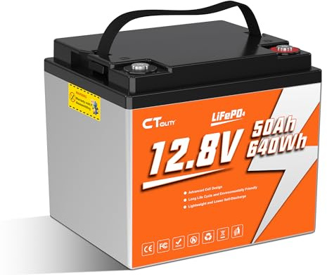 CTOLITY LiFePO4 12V 50Ah Batterie mit 50A BMS Schutz Low Temperature Schutz und Max, 4000-15000Zyklen, Deep Cycle Lithium Batterie für Wohnmobil,Solaranlage, Boot, Haushalt, Solarpanel Kit,Camping