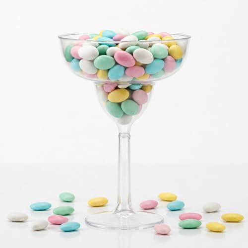 Decoraparty Coppa Porta Confetti Margarita 16 cm x 24 cm Trasparente, Bicchiere Gigante Maxi Centrotavola Calice da Tavola per Caramelle Cioccolatini Confettata