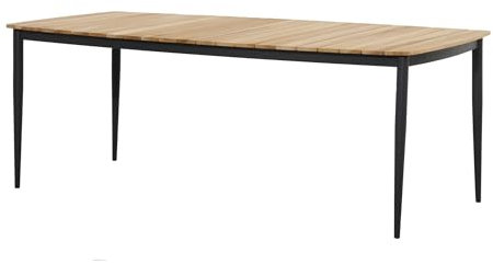 OUTFLEXX Oscar Esstisch, anthrazit, Alu/Teak, 220x100x73 cm, Tischplatte aus hochwertigem Teak