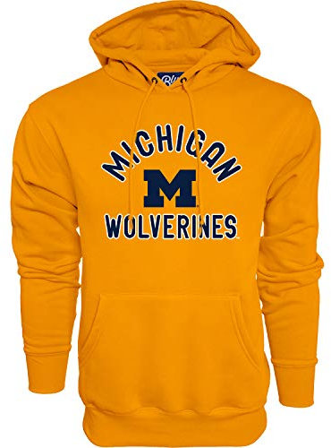 Blue 84 NCAA Michigan Wolverines Mens Hoodie Line Up Secondary Color, Michigan Wolverines Gold, XX-Large