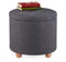 Relaxdays Sitzhocker mit Stauraum, gepolsterter Hocker rund, für Wohnzimmer, Leinen-Optik, H x D: 41 x 44 cm, dunkelgrau