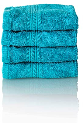 Glart - Set di asciugamani premium in spugna, disponibili in 6 colori e 5 dimensioni, composto da 4 asciugamani per gli ospiti da 30x50 cm, turchese