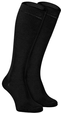 Sock Snob - Womens Long Knee High Bamboo Socks | 2 Pair Pack | Plain & Patterned | Gift for Ladies (4-7, Black)