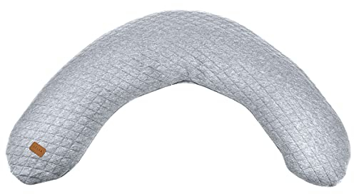 Béaba, Big Flopsy, Coussin d'allaitement/Grossesse, Oreiller de Grossesse/Maternité, Convient pour Dormir/Allaiter, Soutien, Détente et Confort Optimal, Fleur de Coton, Gris Chiné