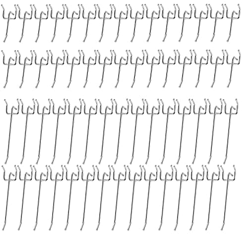 Liekadijiae 60 Pezzi Pannello Perforato Ganci Da Parete Metallo Ganci Pannelli Perforati Gancio per Pannello Perforato per Pannello Visualizzazione, Ripiani Supermercati Ferramenta (5/10 cm)