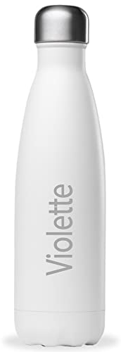 QWETCH Bouteille Isotherme MATT Personnalisée Gravée (Blanc, 500 ml)