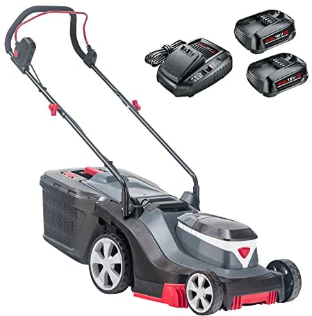 AL-KO Akku-Rasenmäher 3.22 Li Easy, 32 cm Schnittbreite, Akkufach für bis zu 2 Akkus 18 V Li-Ion (2X Akku und Ladegerät im Lieferumfang), für Flächen bis 200 m², zentrale Schnitthöhenverstellung