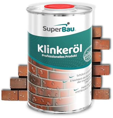 SuperBau Klinkeröl Außen & Innen (1 L ca.15m²) Klinkerstein Imprägnierung, Versiegelung & Hydrophobierung, für Klinkersteine, Riemchen, Mauern & Klinkerziegel, Deko