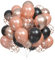 Rose Gold and Black Balloon Set - 60 Pieces Metallic, Matte, Pearl, and Confetti Balloons for Birthday, Wedding, Baby Shower, Anniversary Decoration