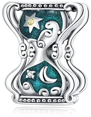 NewL 925er Sterlingsilber, mehrfarbige Sanduhr-Charms, Sonne und Mond, Perlen für Damen, passend für Halsketten, Armbänder, Schmuckherstellung, Stein, Zirkonia