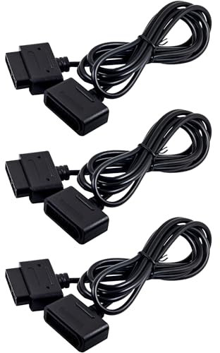 risingsaplings 3 cavi di prolunga SNES per controller compatibili con console Retro-Bit SNES Super Nintendo Entertainment System (nero, 1,8 m)