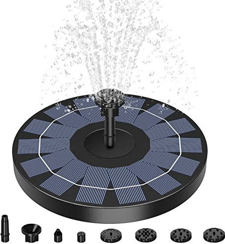 Solar Fountain Vasca per uccelli da 2,5 W a energia solare, fontana galleggiante con 6 ugelli e 4 aste galleggianti, fontana solare per laghetto da giardino, stagno per uccelli, acquario, patio,