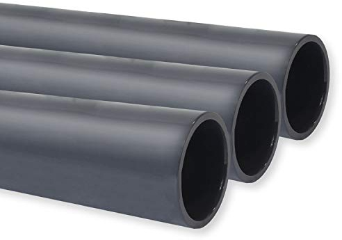 PVC Rohr PN10, Stange 1m x 50mm, PVC-U Druckrohr Fitting Kleberohr Muffe Pool Schwimmbecken, Menge: 3 Stück