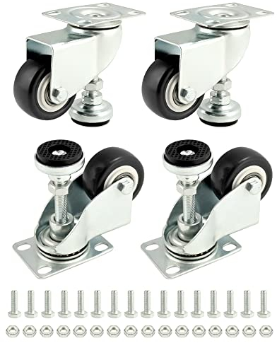 QWORK® 4 piezas ruedas con patas niveladoras ajustables - 50mm - capacidad total 240 kg - para muebles pesados