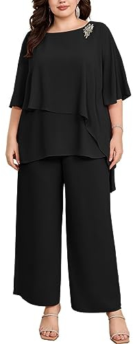 Hanna Nikole Hosenanzug Damen Große Größen Hosenanzug Damen Festlich Elegant Damen Zweiteiler Elegant Festlich Große Größen Zweiteiler Damen ElegantSchwarz 54
