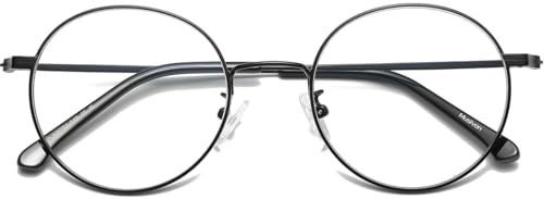 Musivon Blaulichtfilter Brille Damen Herren - Blaufilter Computerbrille Ohne Stärke Metallrahmen Rund