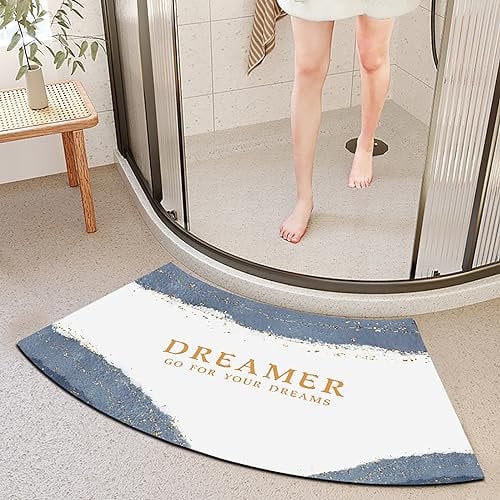 DASJD Super Absorbierende Duschvorleger Eckdusche, Quadrant Gebogene Duschmatte, Schnell Trocknend, rutschfest perfekt in viertelrunde Duschen und halbrunden Badezimmer,K,45 * 100cm