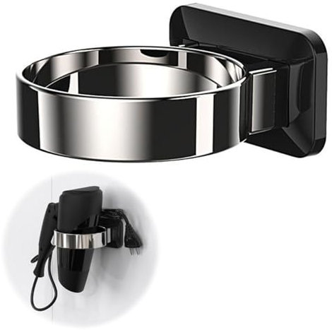 ROROJOYMA Föhnhalter Wand Ohne Bohren,Fön Halterung,Wandmontage Fönhalter,Önhalter Ohne Bohren,für Zuhause,Kommerziell,Haartrockner Lagerung(Schwarz)