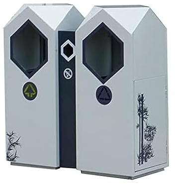 PBENO Poubelle Exterieur Poubelle extérieure Poubelle de tri Poubelle extérieure en métal Couvercle supérieur en Diamant Poubelle de Recyclage Commerciale extérieure Poubelle Jardin