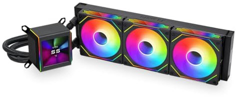 Lian Li GA II LCD 360 mm AIO - Asetek 8ª generación - Enfriador líquido de pantalla LCD IPS de 2.8 pulgadas - Grabación de pantalla para videos y fotos - Ventiladores ARGB en cadena preinstalados o