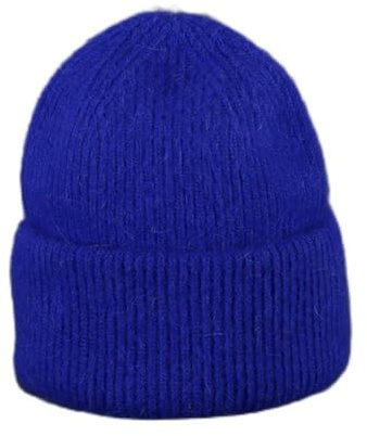 umsl Kaninchenfell Mütze, warm, flauschig, Wintermütze für Damen & Herren, Angora-Strickmütze, Unisex, Königsblau