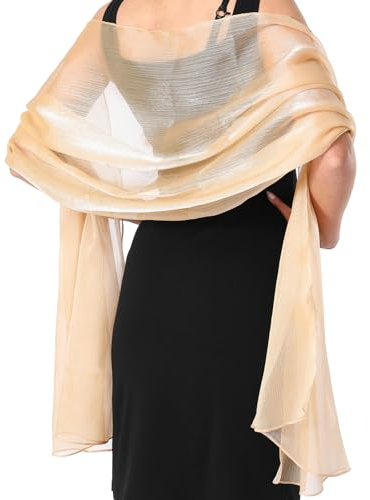 Jeffdad Stola Damen, Halstuch Chiffon Stola Schal Damen Elegant Chiffontücher Leichter Weicher Schal übergroßen Schultertuch Stola Damen Festlich Für Abendkleid(Champagnerfarben)