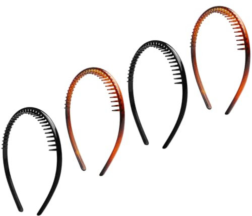Housoutil 4 Stück Anti-Rutsch-Zahnrad-Stirnband pieces stirnband slico hair ties aufnäher fussball fashion partytröten einkaufsplaner haarklammern Mode Kopfbedeckung Haarschmuck Damen Harz